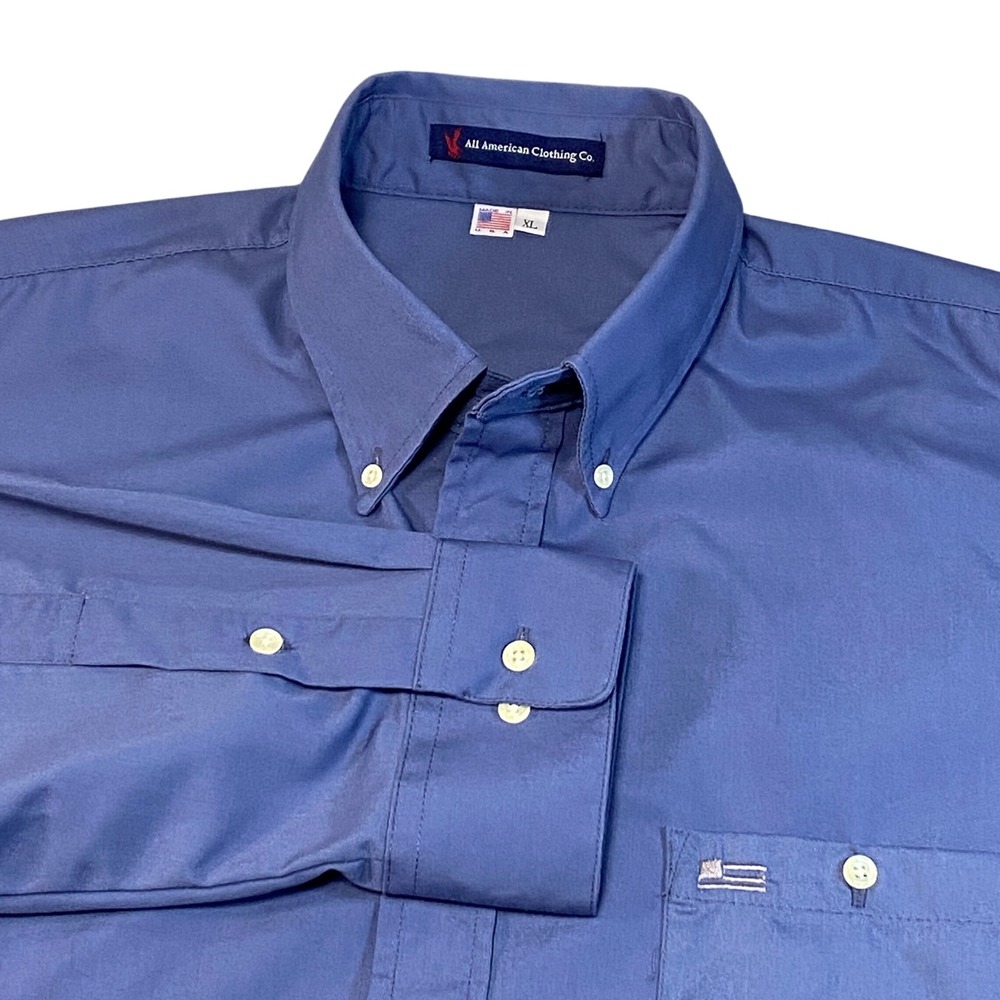 All American Clothing Co Mens XL Blue Button Down Shirt Made in USA